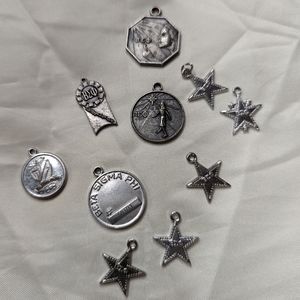 10 vintage 1970's sterling .925 sorority charms